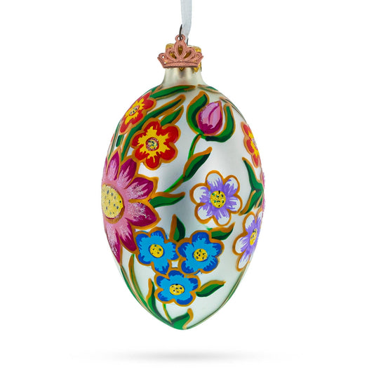 Spring Bouquet Handpainted Glass Fabergé Egg, Imported