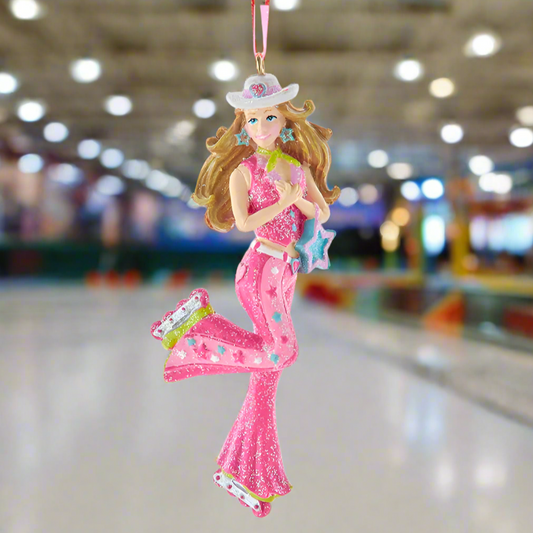 Country Western Pink Skate Girl Ornament