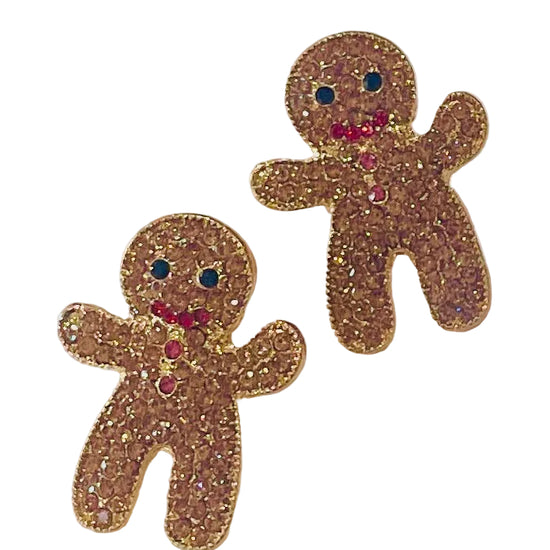 Amanda Bright Designs holiday christmas earrings Crystal Gingerbread Man Post Style Earrings