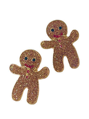Amanda Bright Designs holiday christmas earrings Crystal Gingerbread Man Post Style Earrings