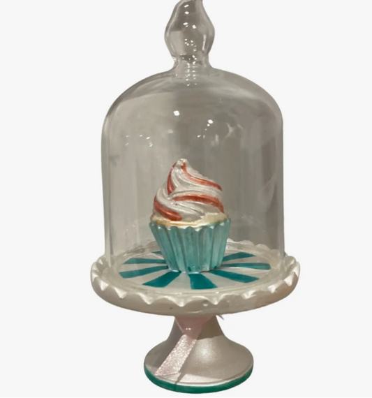 Cupcake Cake Plate Glass Ornament