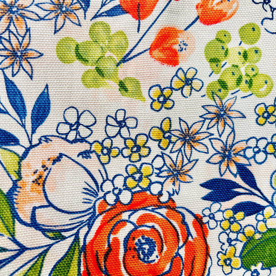 Close-up of colorful floral patterned fabric.