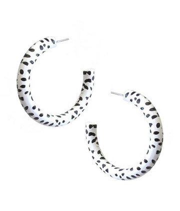 Dalmatian Animal Print Hoop Earrings