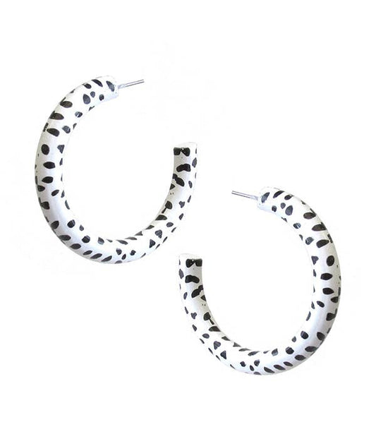 Dalmatian Animal Print Hoop Earrings