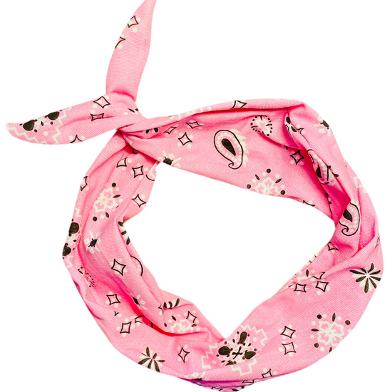 Amanda Bright Designs Denim Pink Bandana Original Tie Headband country cowgirl western style