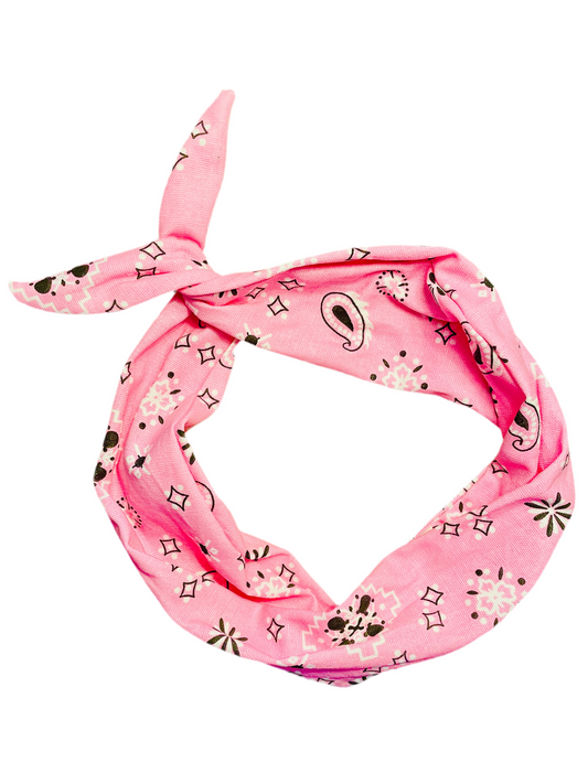 Amanda Bright Designs Denim Pink Bandana Original Tie Headband country cowgirl western style