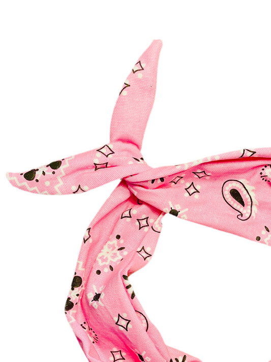 Amanda Bright Designs pink bandana fabric headband in baby pink