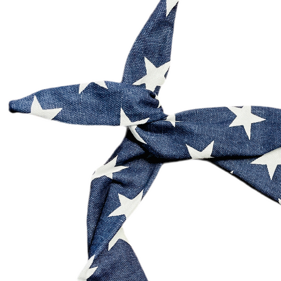 Amanda Bright Designs denim stars, patriotic, cotton headband, USA