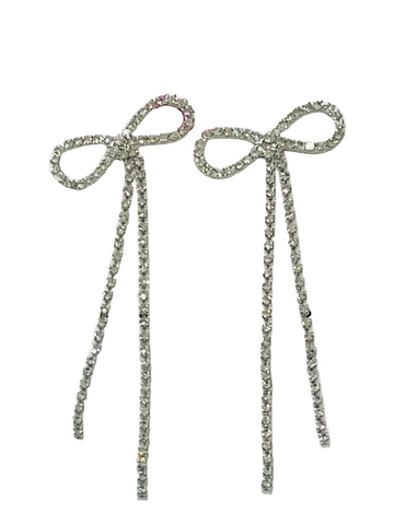 Diamond Bow 2" Earrings