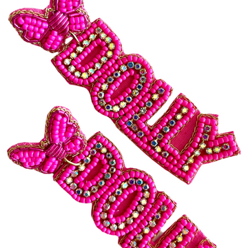 Dolly Pink Rhinestone Beaded Butterfly Earrings