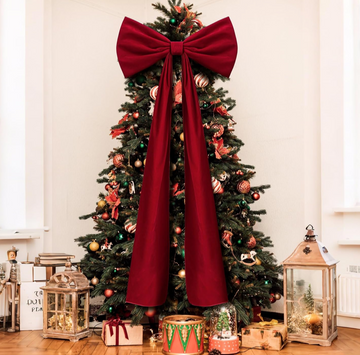 Extra Large Velvet Ribbon and Bow Tree Topper 20" x 71"