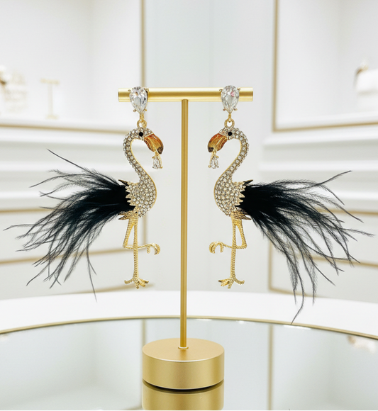 Feathered Flamingo Statement Earrings