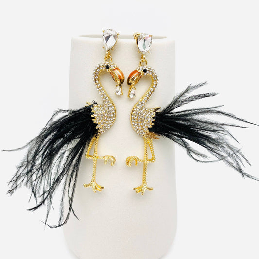 Feathered Flamingo Statement Earrings