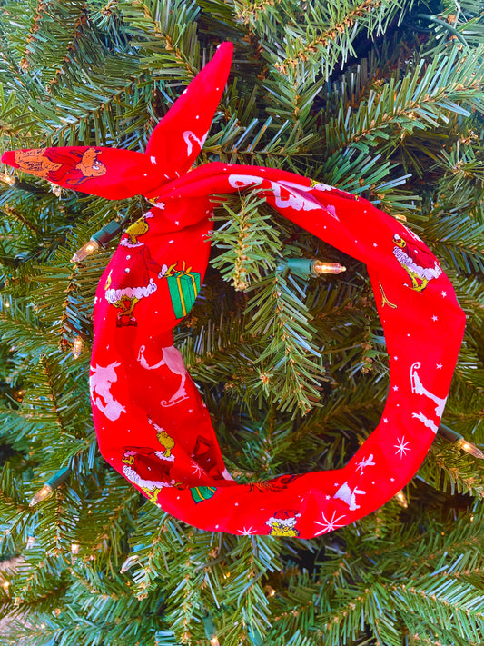 Tie Headband - Grinch Season