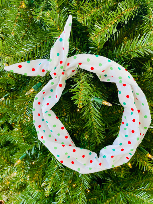Tie Headband - Red and Green Polkadot