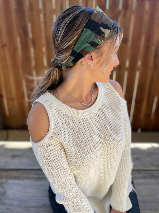 Tie Headband - Woodland Camo