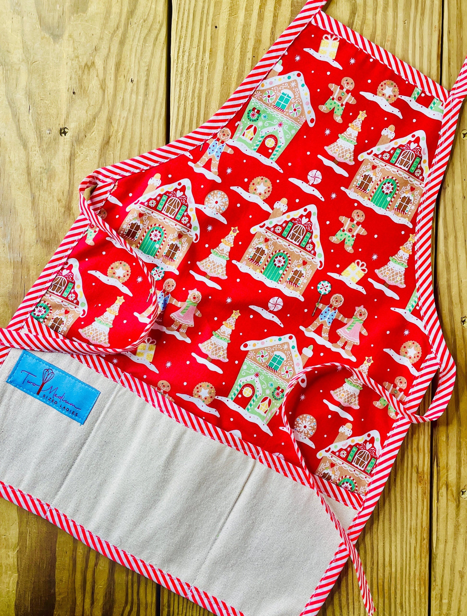 Amanda Bright Designs Children's Christmas Aprons Grinch Hello Kitty Nightmare Before Christmas Gingerbread Kitchen Baking Mommy and Me Peppermint Swirl Forest Fawn Rudolph