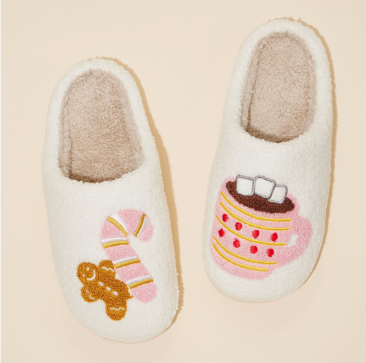 Gingerbread Man & Hot Cocoa Sherpa Slippers