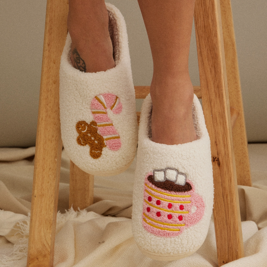 Gingerbread Man & Hot Cocoa Sherpa Slippers