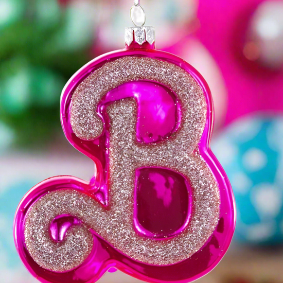Pink glittery letter 'B' ornament by Cody Foster