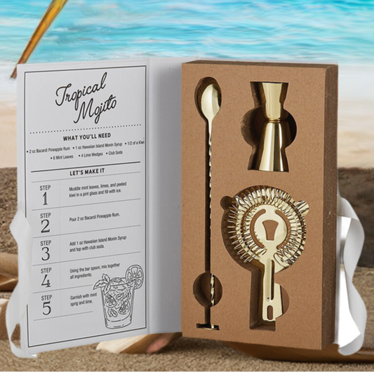 Gold Barware Book Gift Set - Havana Good Time