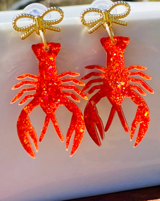 Sparkly Crawfish Statement Earrings