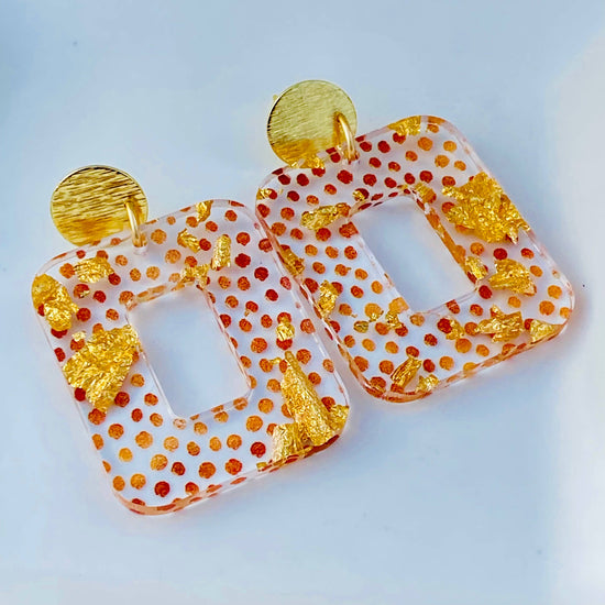 Amanda Bright Designs Gold Foil Confetti Rectangular Earrings