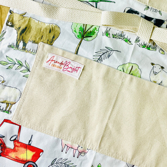 Amanda Bright Designs highland cow ranch garden tractor farm apron
