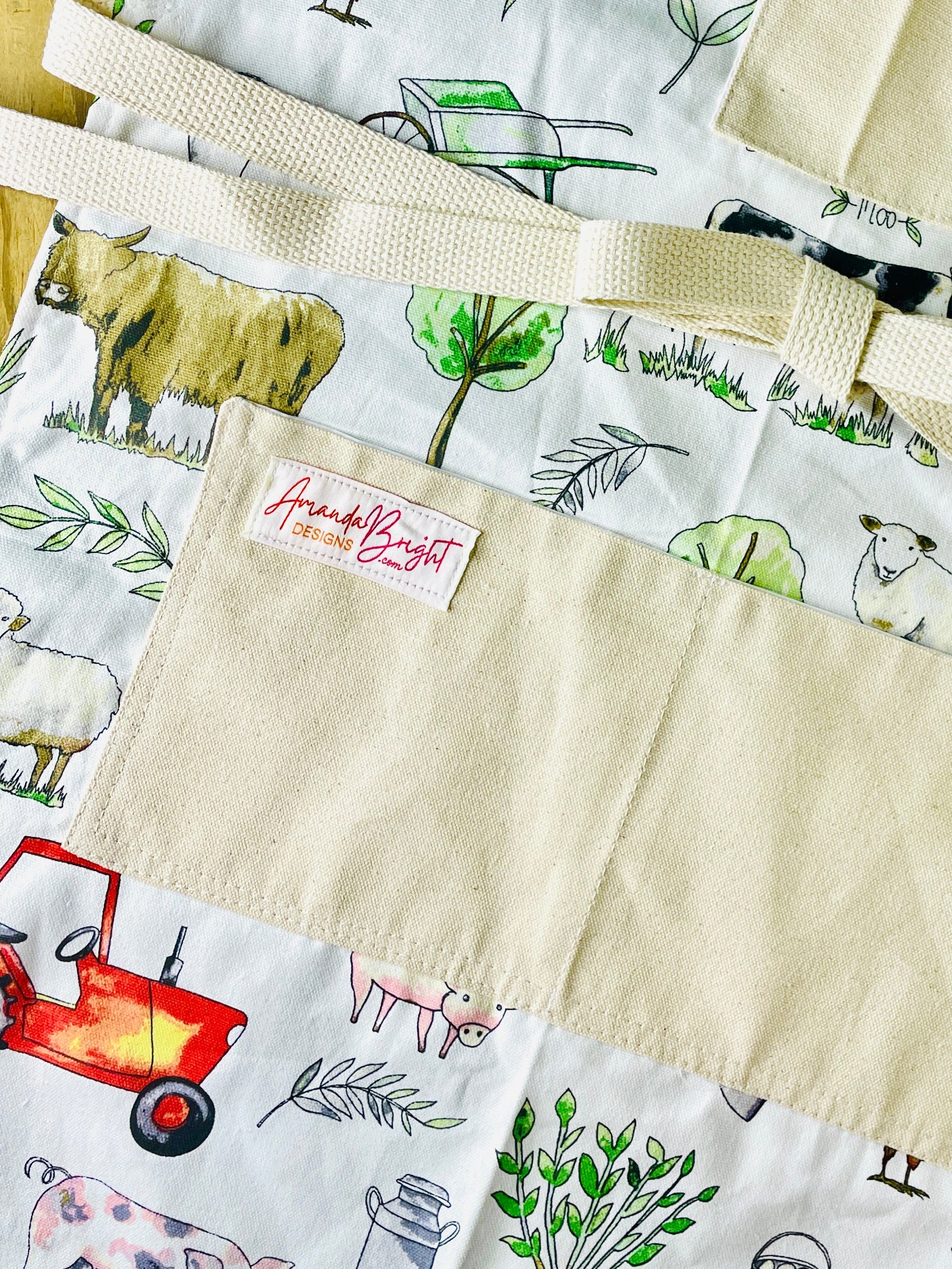 Amanda Bright Designs highland cow ranch garden tractor farm apron