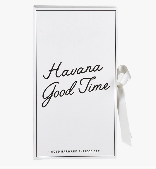 Gold Barware Book Gift Set - Havana Good Time