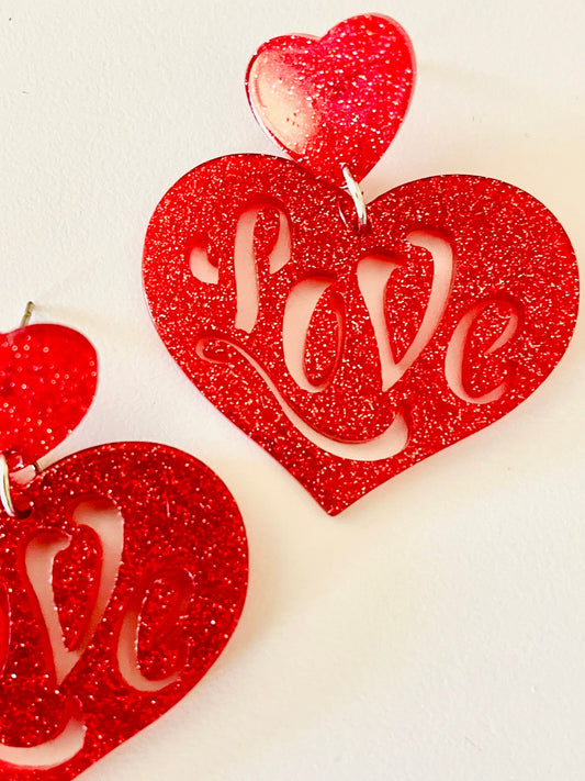 Amanda Bright Designs Heart shaped love earrings