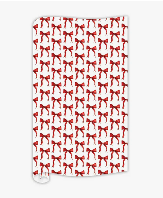 Holiday Red Bow Wrapping Paper by Rosanne Beck