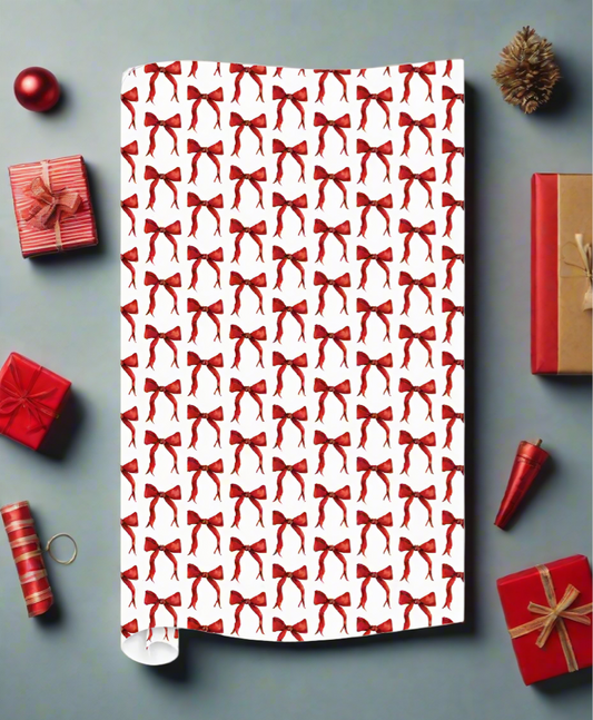 Holiday Red Bow Wrapping Paper by Rosanne Beck