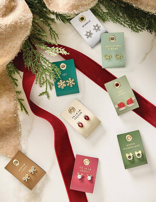Palm Beach Stud Love Earrings - Mistletoes & Bows
