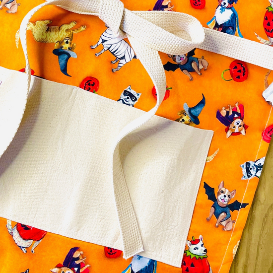 amanda bright designs vintage dog costume fabric in apron for halloween