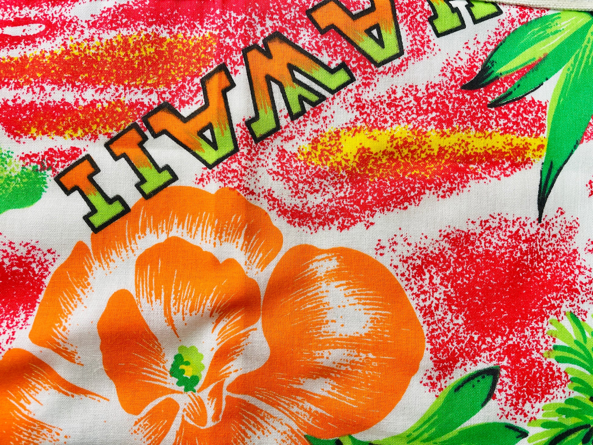 Amanda Bright Designs Hawaiian vintage 1970s print fabric apron vintage
