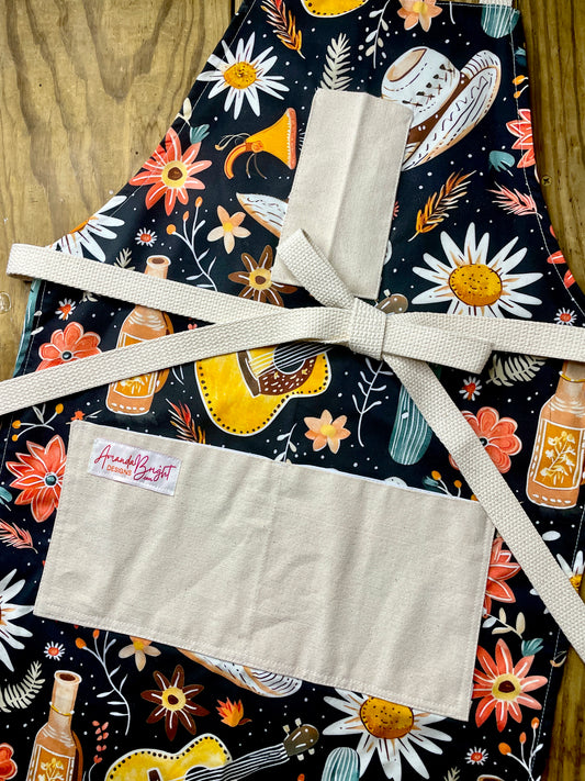 Amanda Bright designs desert cowgirl apron and leopard print children's apron western style mommy and me set