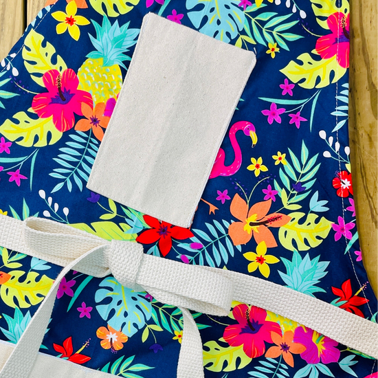 Amanda Bright Designs tropical flamingo themed apron