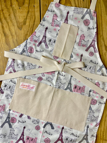 Amanda Bright Designs Paris Eiffel Tower Pink and Silver Glitter Apron