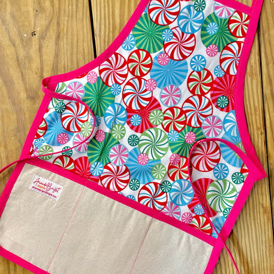 Amanda Bright Designs Children's Christmas Aprons Grinch Hello Kitty Nightmare Before Christmas Gingerbread Kitchen Baking Mommy and Me Peppermint Swirl Forest Fawn Rudolph