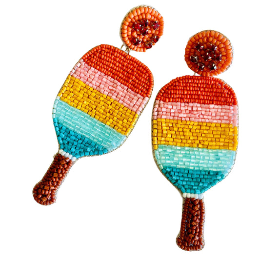 Pickleball Seed Bead Earrings