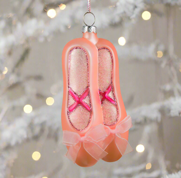 Ballerina Slippers Glass Ornament