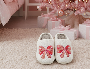 Luxe Pink Bow Sherpa Slippers