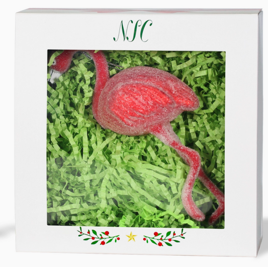 Frosted Pink Flamingo Glass Ornament