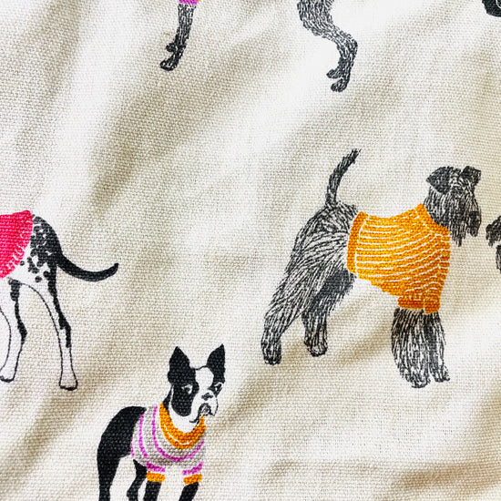 Two Medium Sized Ladies Pixie Apron daschund coon dog hound schnauzer sweaters fabric swatch number 1