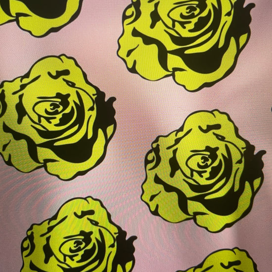Amanda Bright Designs Couture Apron Collection Pop Art Roses Apron Neon Yellow Pink
