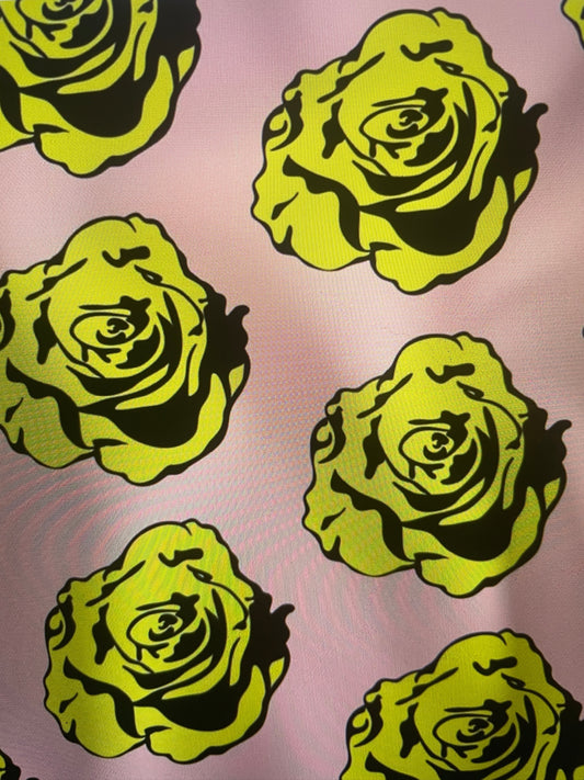 Amanda Bright Designs Couture Apron Collection Pop Art Roses Apron Neon Yellow Pink