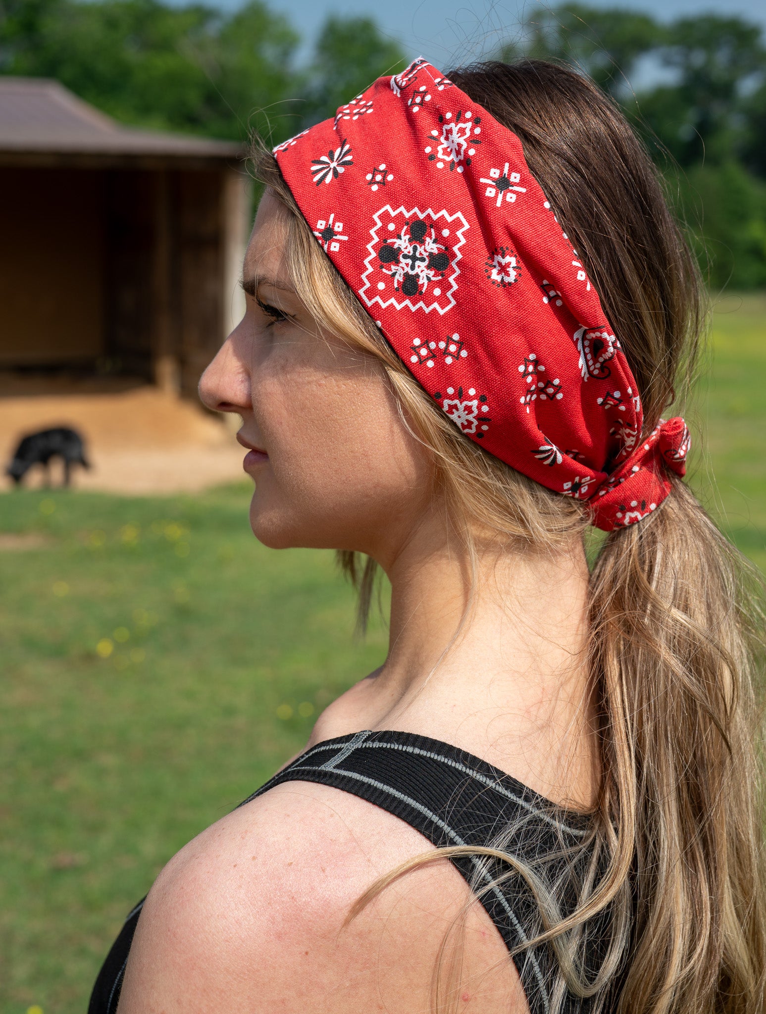 Amanda Bright Designs The Original Tie Headband Red Bandana wild rag