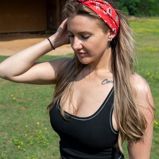 Amanda Bright Designs The Original Tie Headband Red Bandana