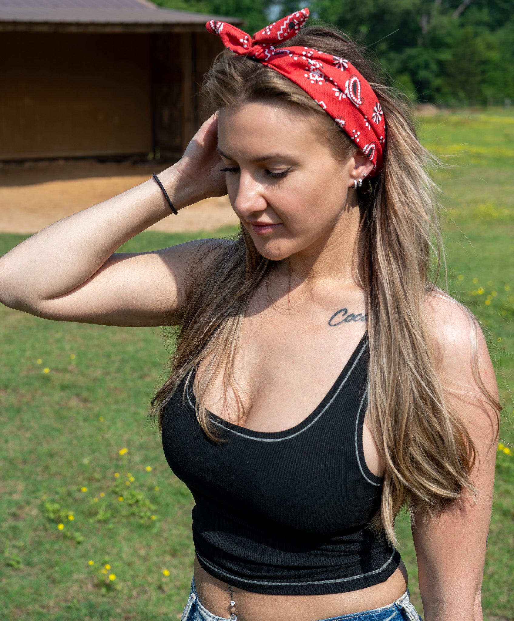 Amanda Bright Designs The Original Tie Headband Red Bandana